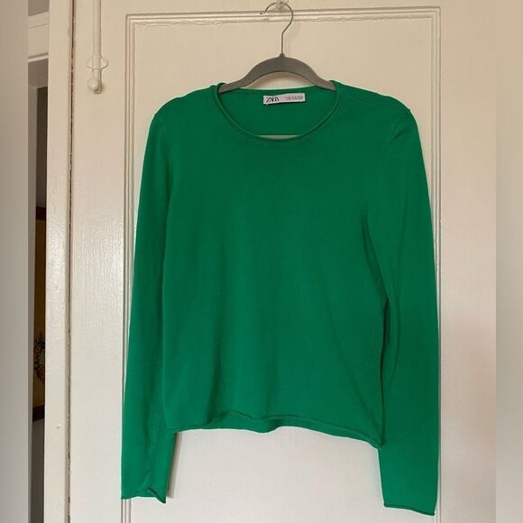 ZARA Green Long Sleeve Shirt Size Small (tag says XL) - Picture 1 of 6